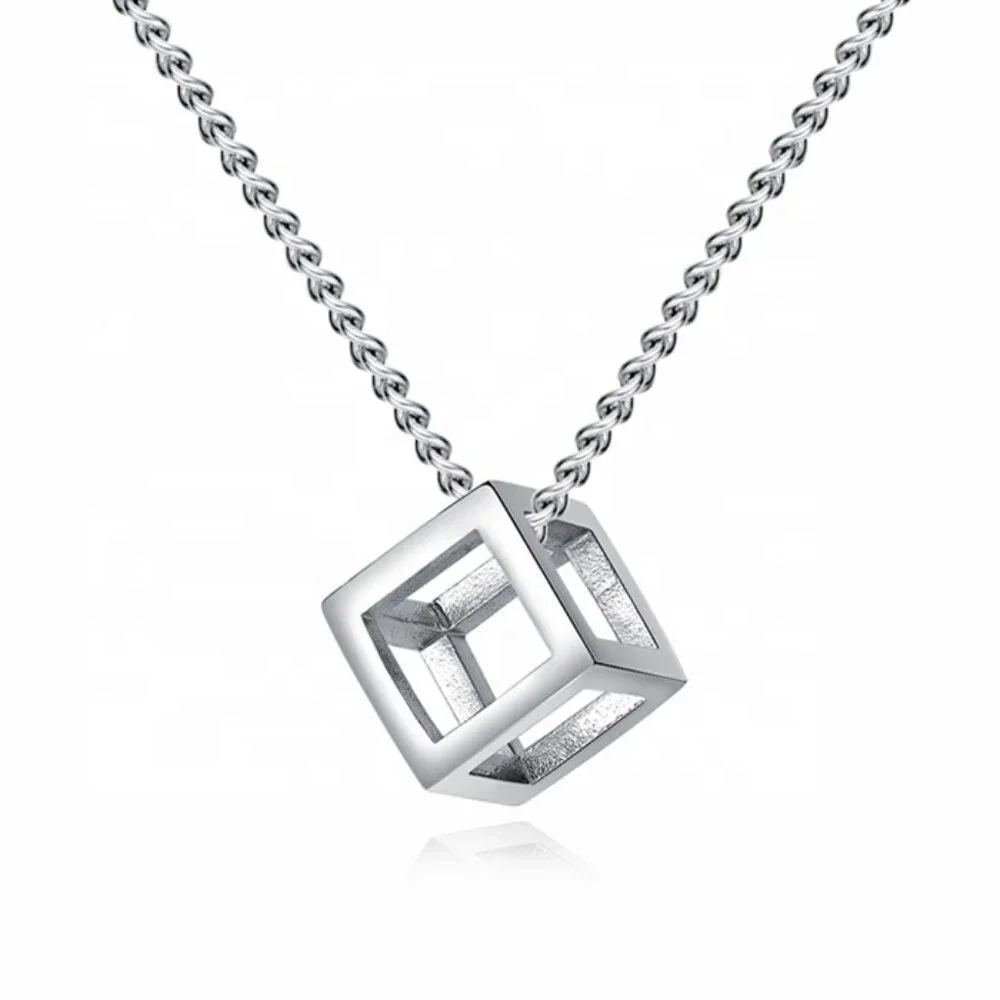 ❤️Fashion Style Simple Square Hollow Out Small Box Pendant Necklace,N90201P157